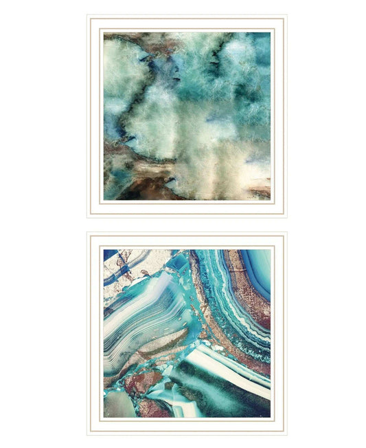 Set Of Two Earth tones I and Sea II 2 White Framed Print Wall Art - Homeroots - Flyclothing LLC