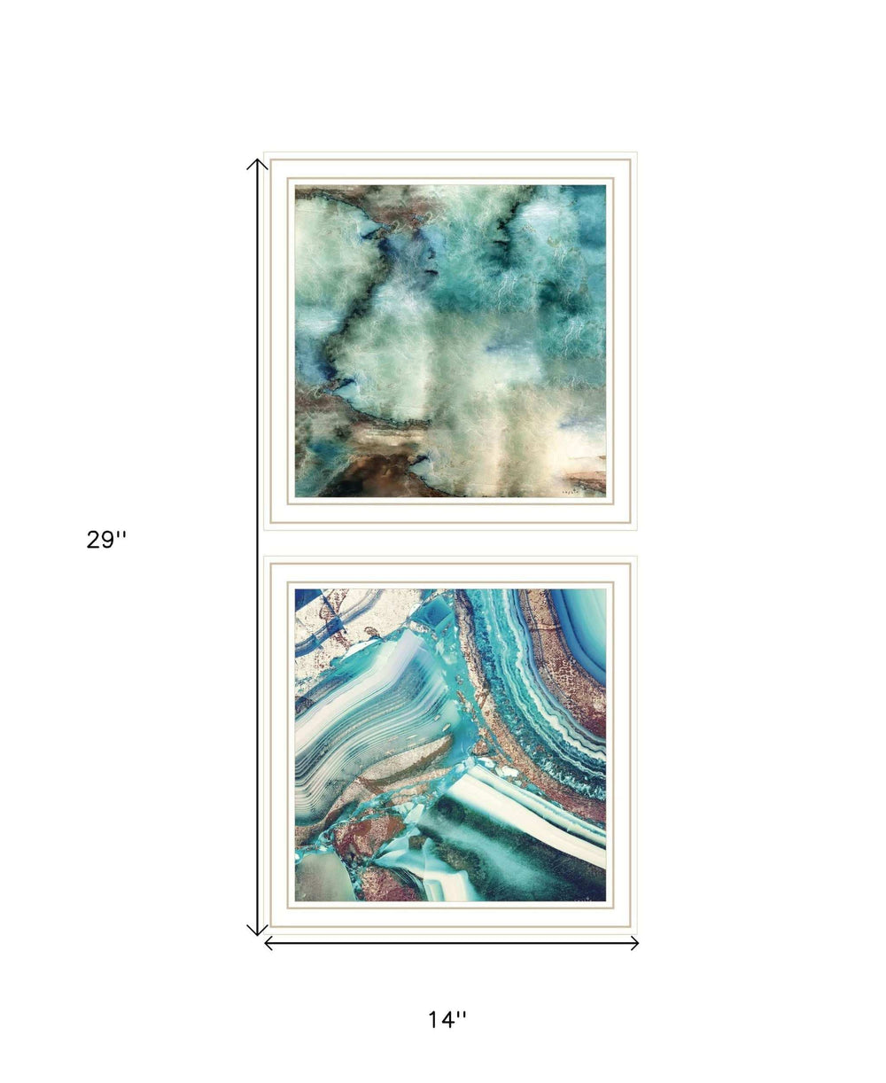 Set Of Two Earth tones I and Sea II 2 White Framed Print Wall Art - Homeroots - Flyclothing LLC