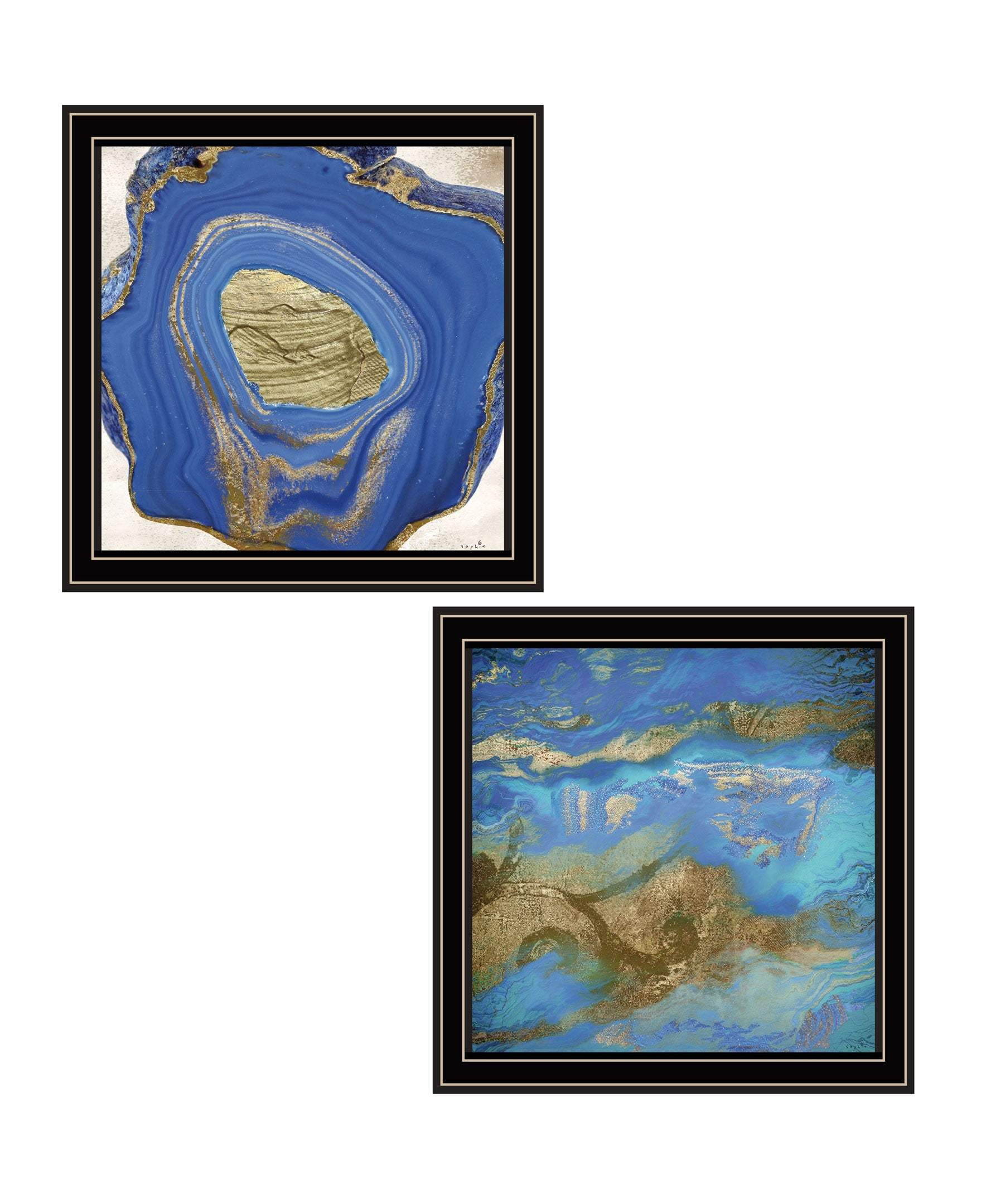 Set Of Two Perisse Cobalt 1 Black Framed Print Wall Art - Homeroots - Flyclothing LLC