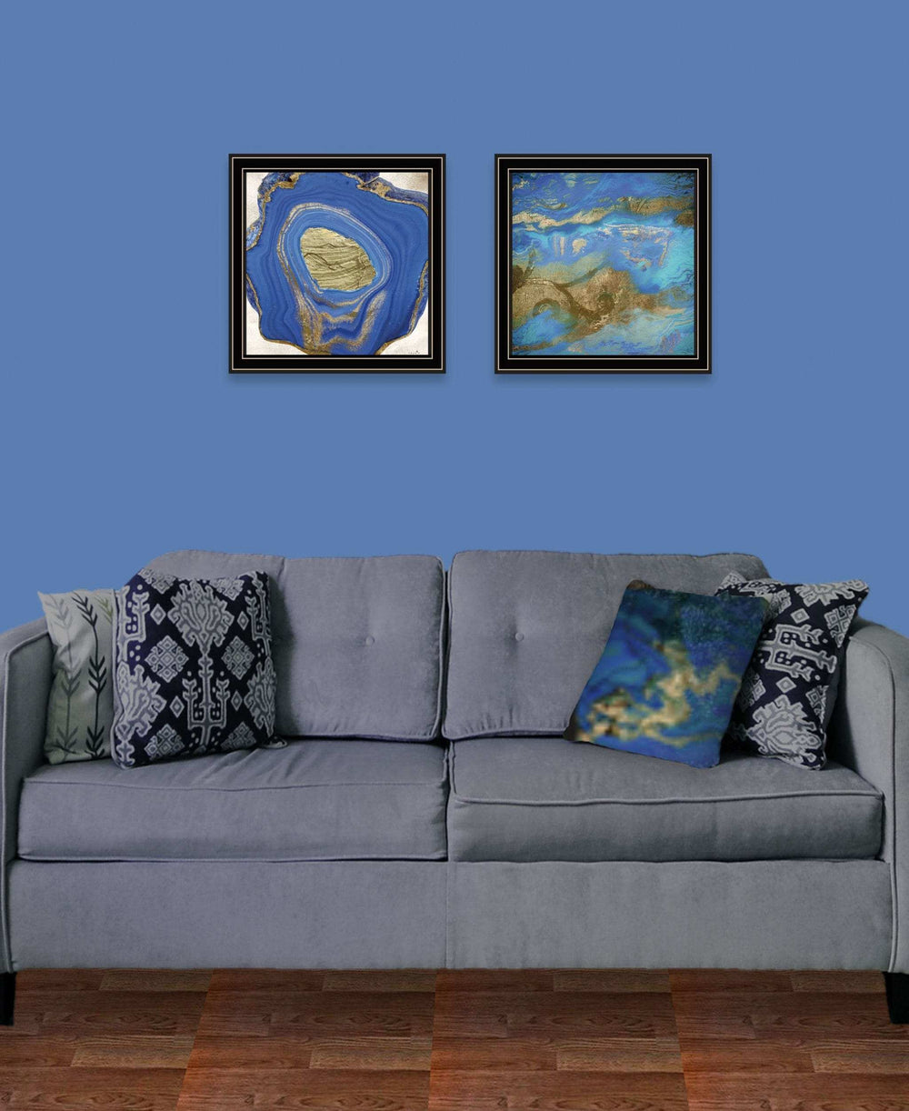 Set Of Two Perisse Cobalt 1 Black Framed Print Wall Art - Homeroots - Flyclothing LLC