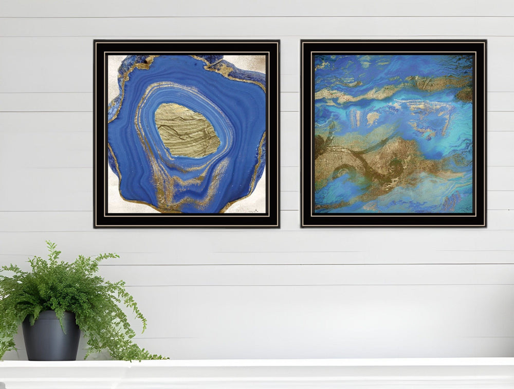 Set Of Two Perisse Cobalt 1 Black Framed Print Wall Art - Homeroots