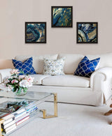 Set Of Three Deep Blue 1 Black Framed Print Wall Art - Homeroots - Flyclothing LLC