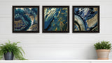 Set Of Three Deep Blue 1 Black Framed Print Wall Art - Homeroots