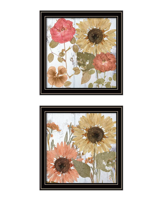 Set Of Two Earth to Petals 1 Black Framed Print Wall Art - Homeroots - Flyclothing LLC