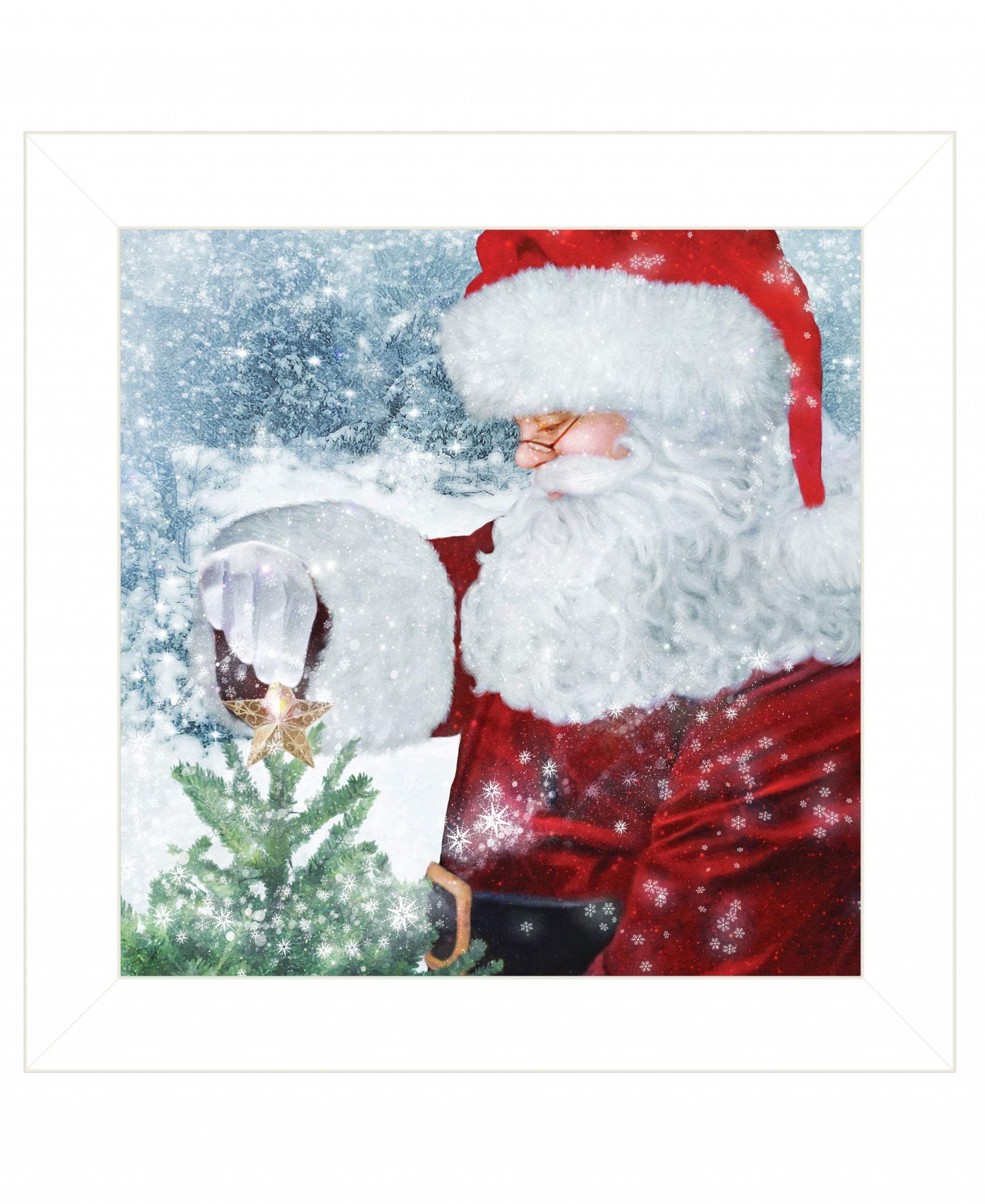Santas Tree Star 1 White Framed Print Wall Art - Homeroots - Flyclothing LLC