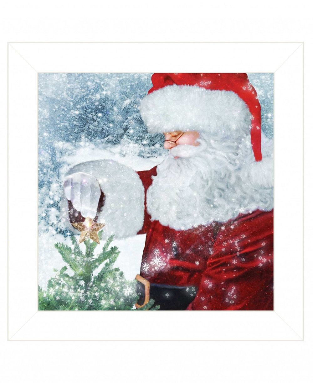 Santas Tree Star 1 White Framed Print Wall Art - Homeroots - Flyclothing LLC