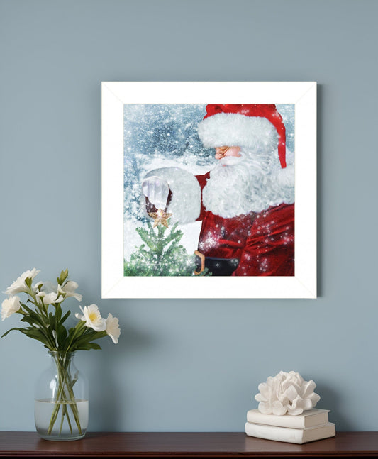 Santas Tree Star 1 White Framed Print Wall Art - Homeroots