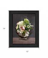 Vintage Floral Tea Pot 1 Black Framed Print Kitchen Wall Art - Homeroots - Flyclothing LLC