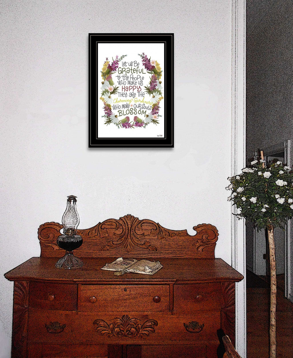 Charming Garden 1 Black Framed Print Wall Art - Homeroots - Flyclothing LLC