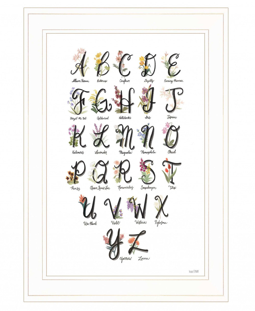 Flower Alphabet 1 White Framed Print Wall Art - Homeroots - Flyclothing LLC
