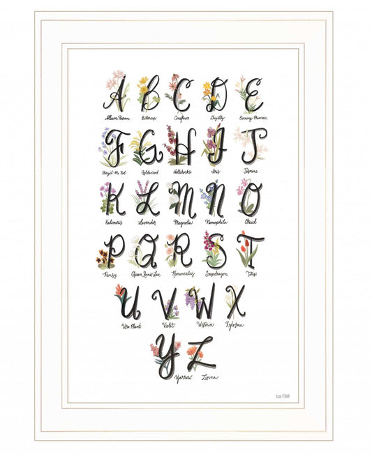 Flower Alphabet 1 White Framed Print Wall Art - Homeroots - Flyclothing LLC