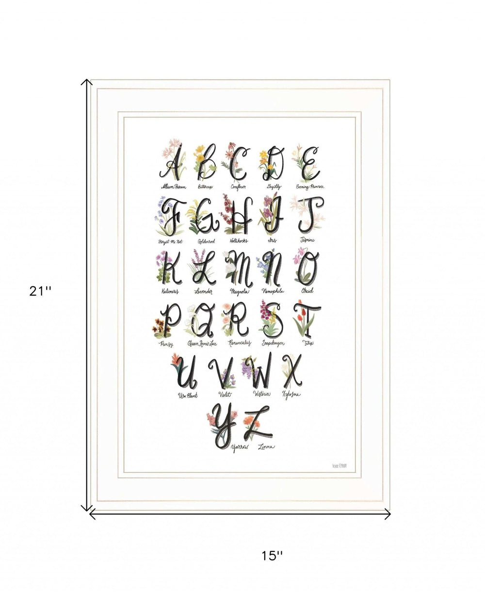 Flower Alphabet 1 White Framed Print Wall Art - Homeroots - Flyclothing LLC