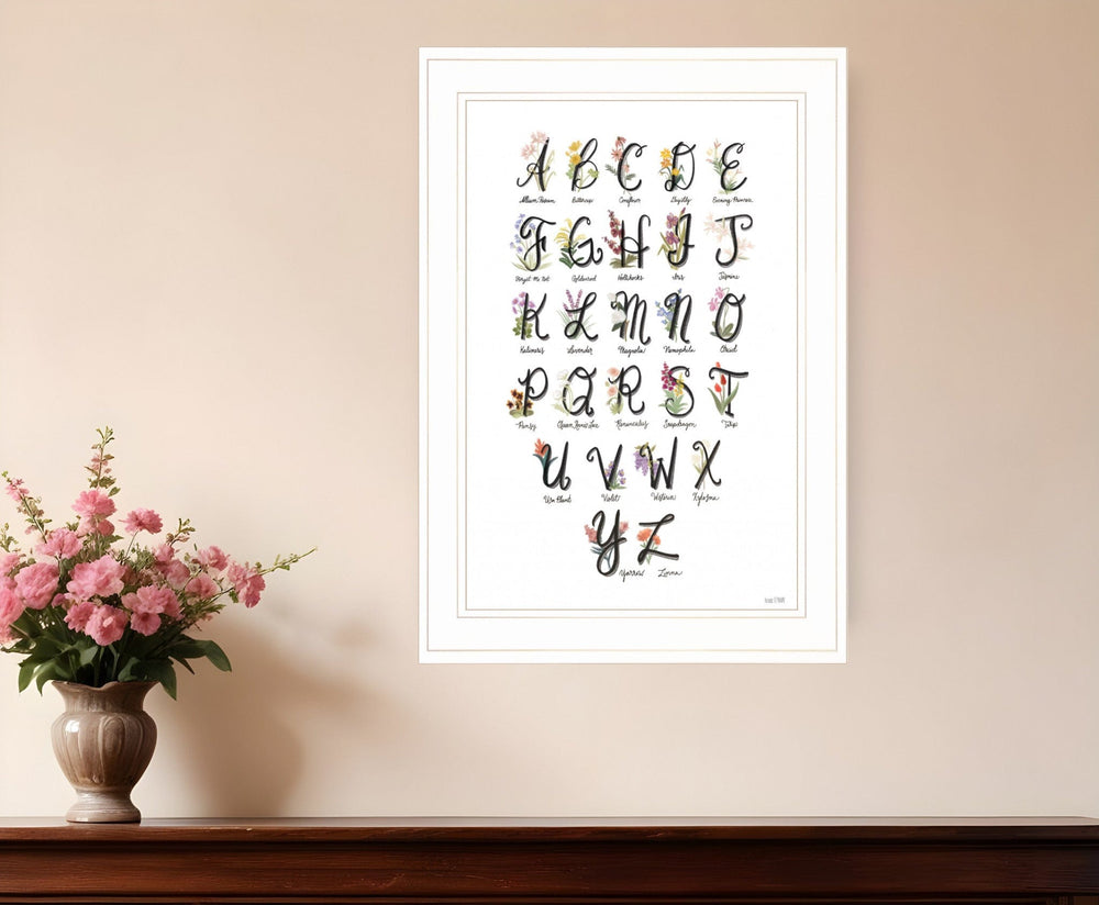 Flower Alphabet 1 White Framed Print Wall Art - Homeroots