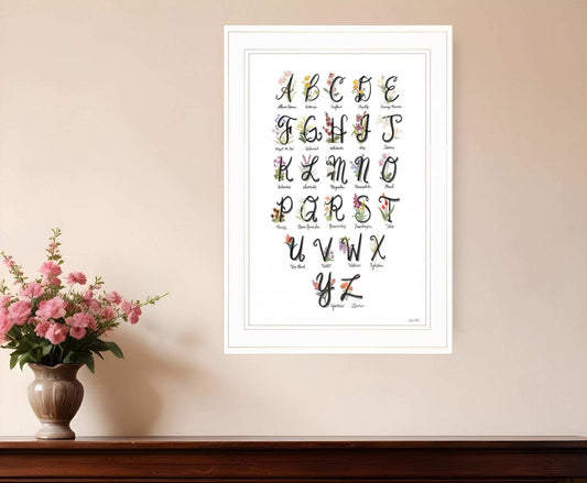 Flower Alphabet 1 White Framed Print Wall Art - Homeroots - Flyclothing LLC