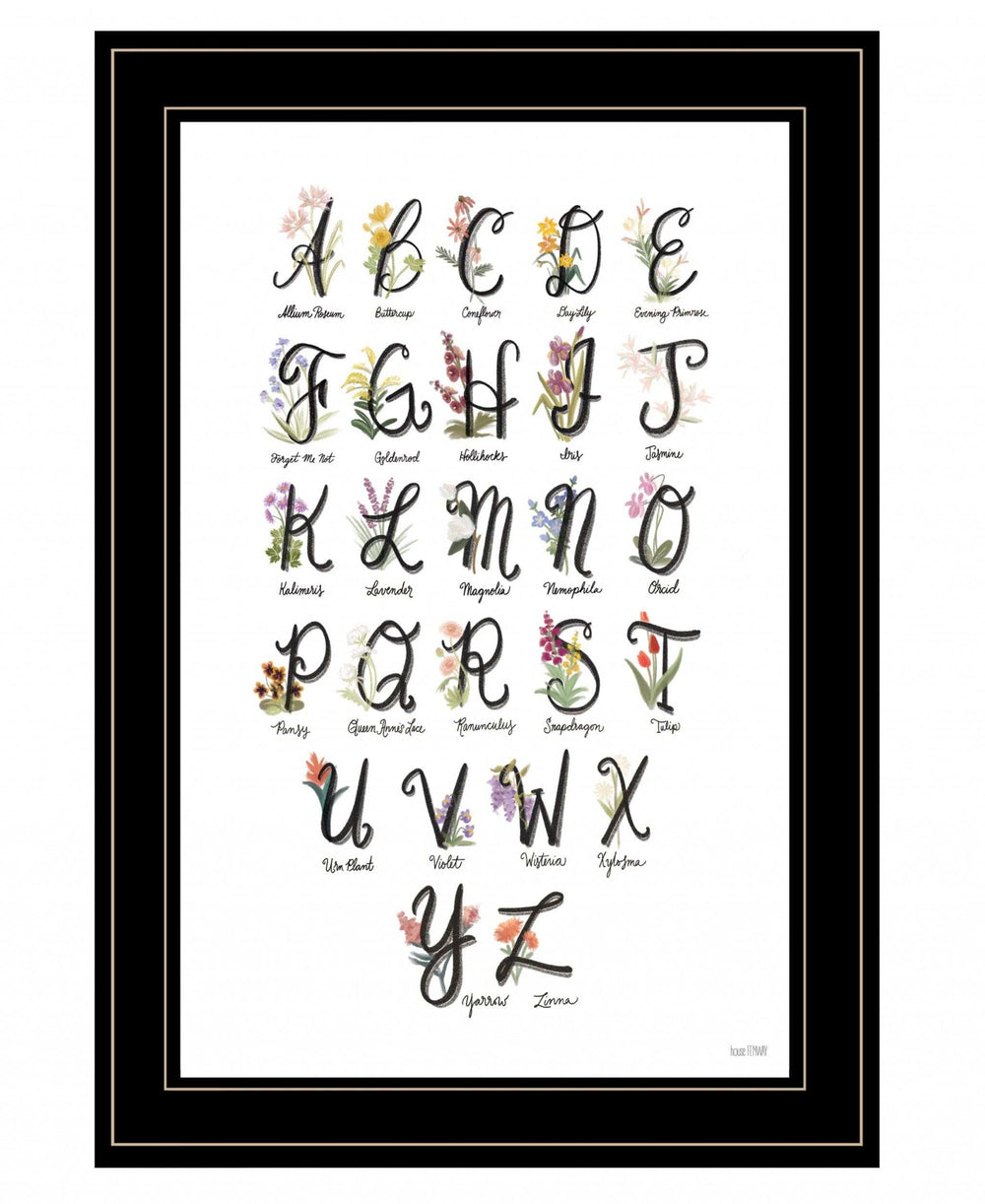 Flower Alphabet 2 Black Framed Print Wall Art - Homeroots - Flyclothing LLC