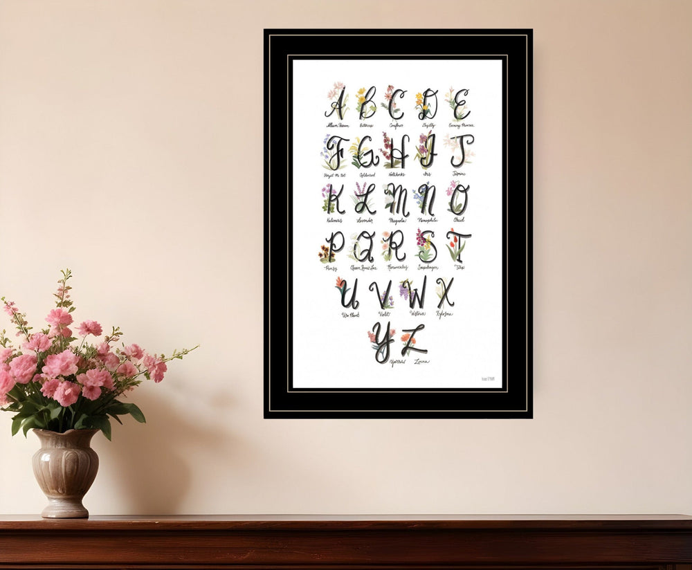 Flower Alphabet 2 Black Framed Print Wall Art - Homeroots