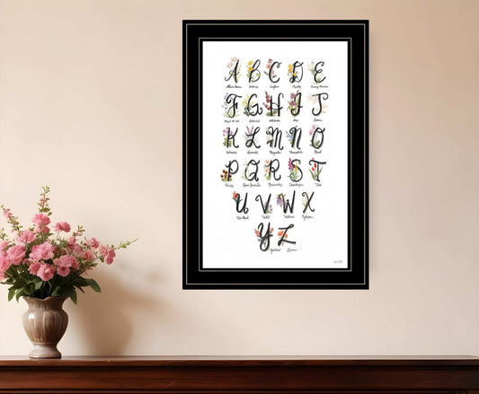 Flower Alphabet 2 Black Framed Print Wall Art - Homeroots - Flyclothing LLC