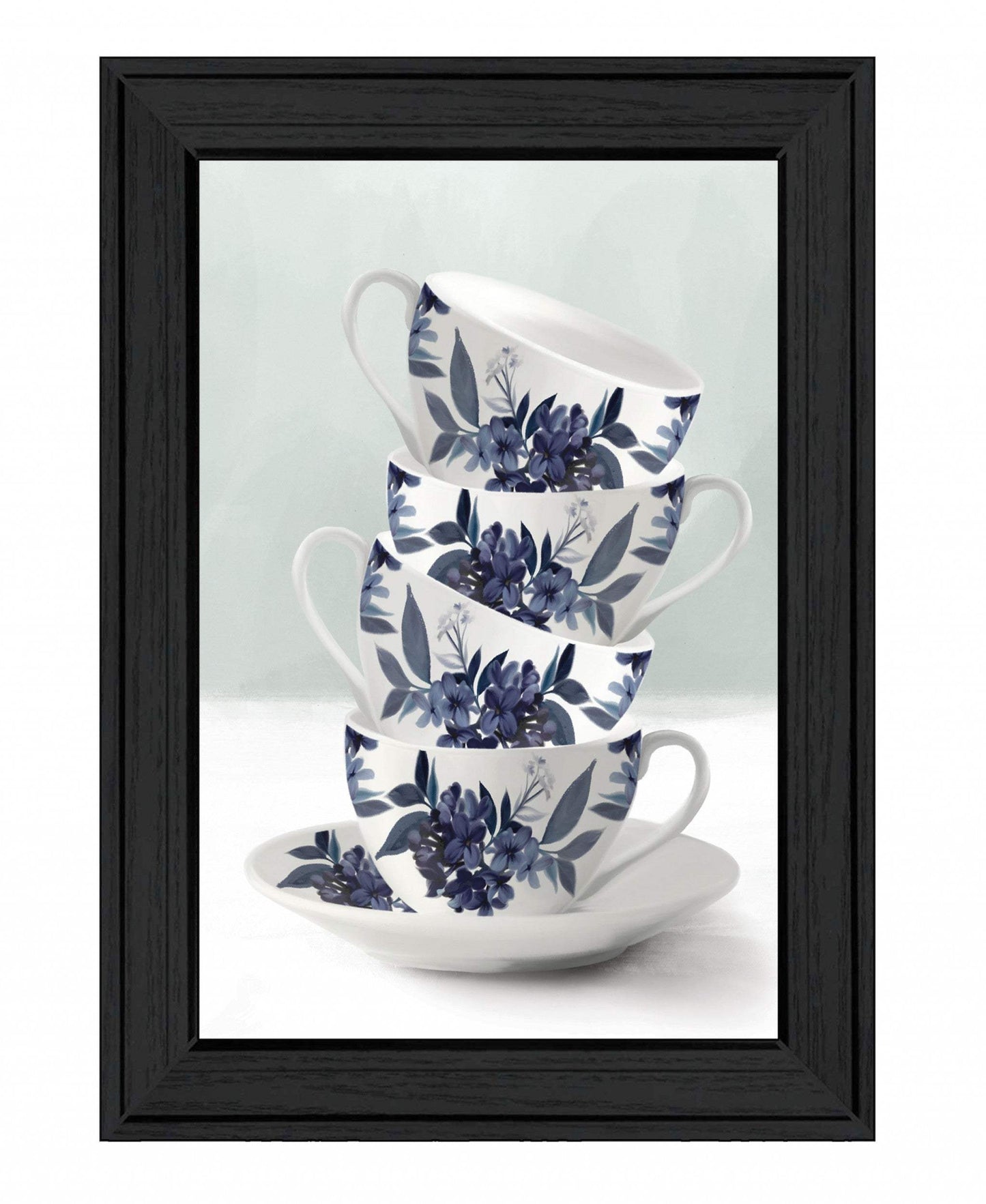 Tea Tower Blue 2 Black Framed Print Kitchen Wall Art - Homeroots - Flyclothing LLC