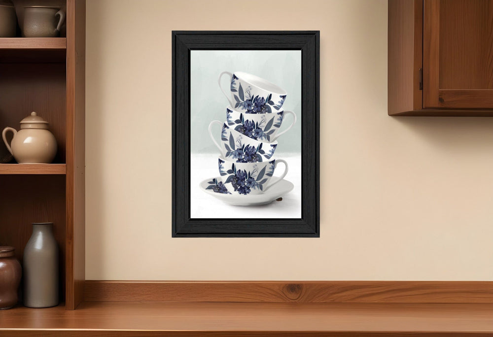 Tea Tower Blue 2 Black Framed Print Kitchen Wall Art - Homeroots