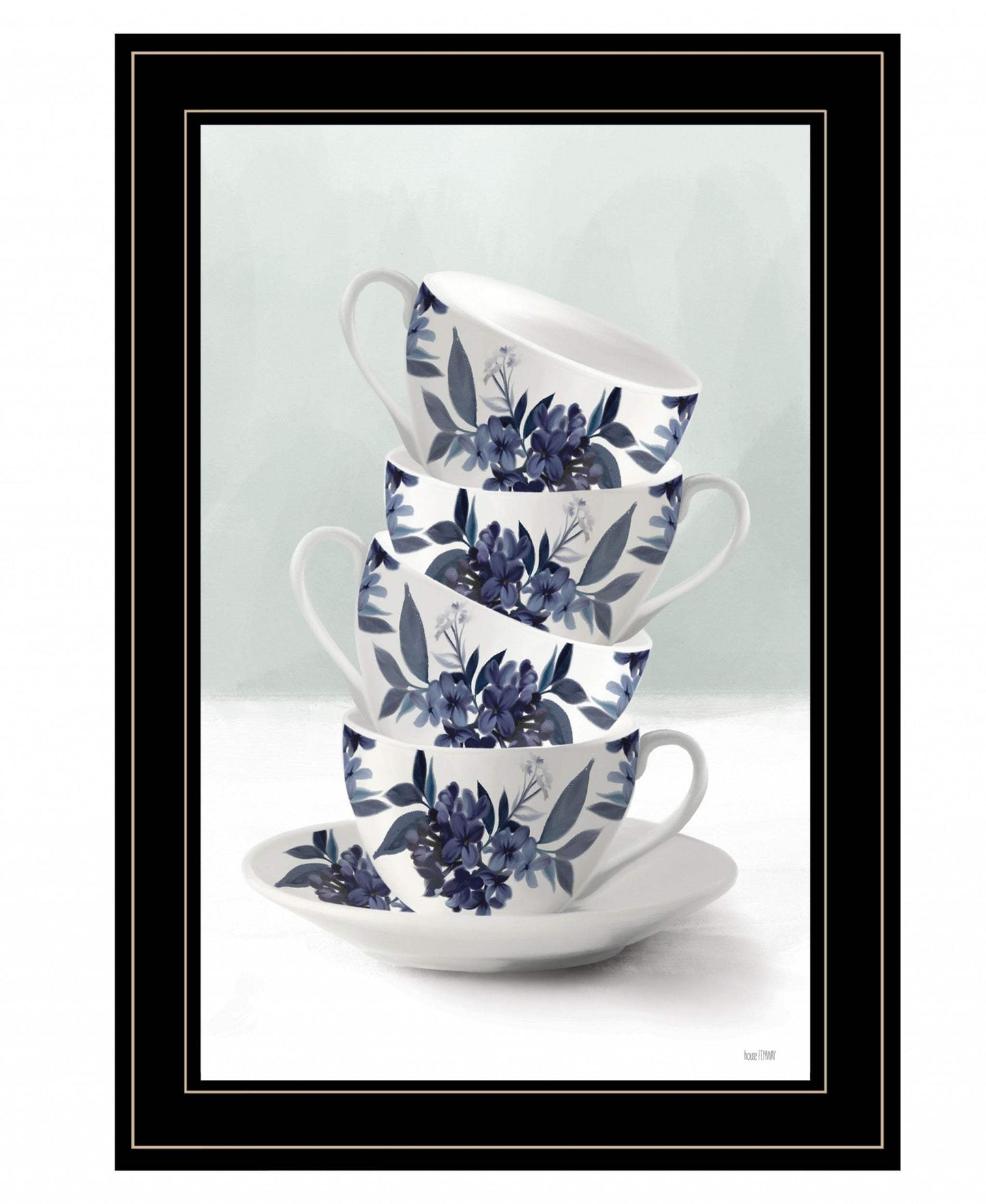 Tea Tower Blue 3 Black Framed Print Kitchen Wall Art - Homeroots - Flyclothing LLC