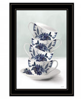 Tea Tower Blue 3 Black Framed Print Kitchen Wall Art - Homeroots - Flyclothing LLC