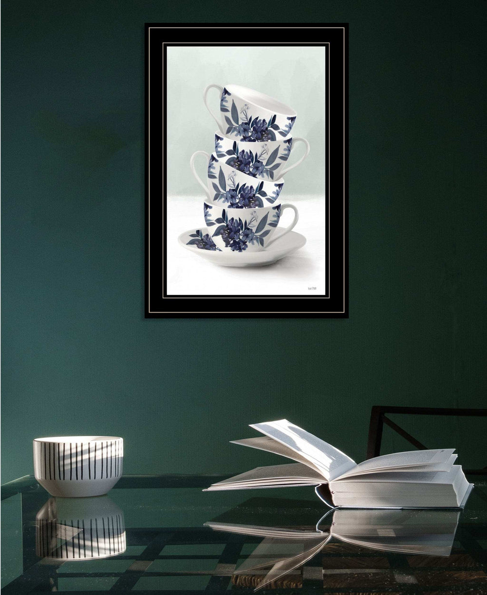 Tea Tower Blue 3 Black Framed Print Kitchen Wall Art - Homeroots - Flyclothing LLC