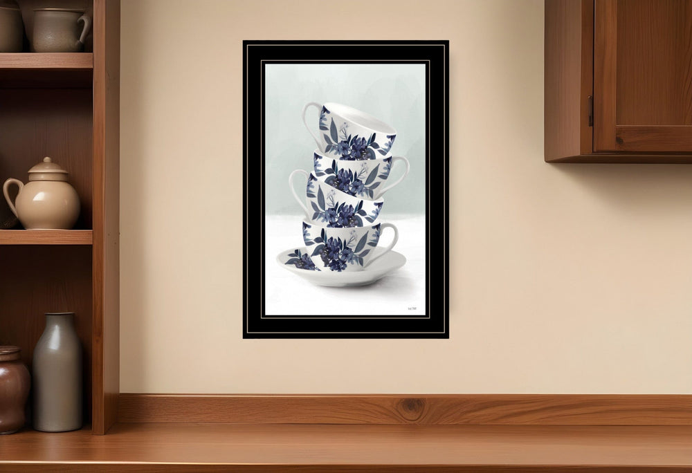 Tea Tower Blue 3 Black Framed Print Kitchen Wall Art - Homeroots