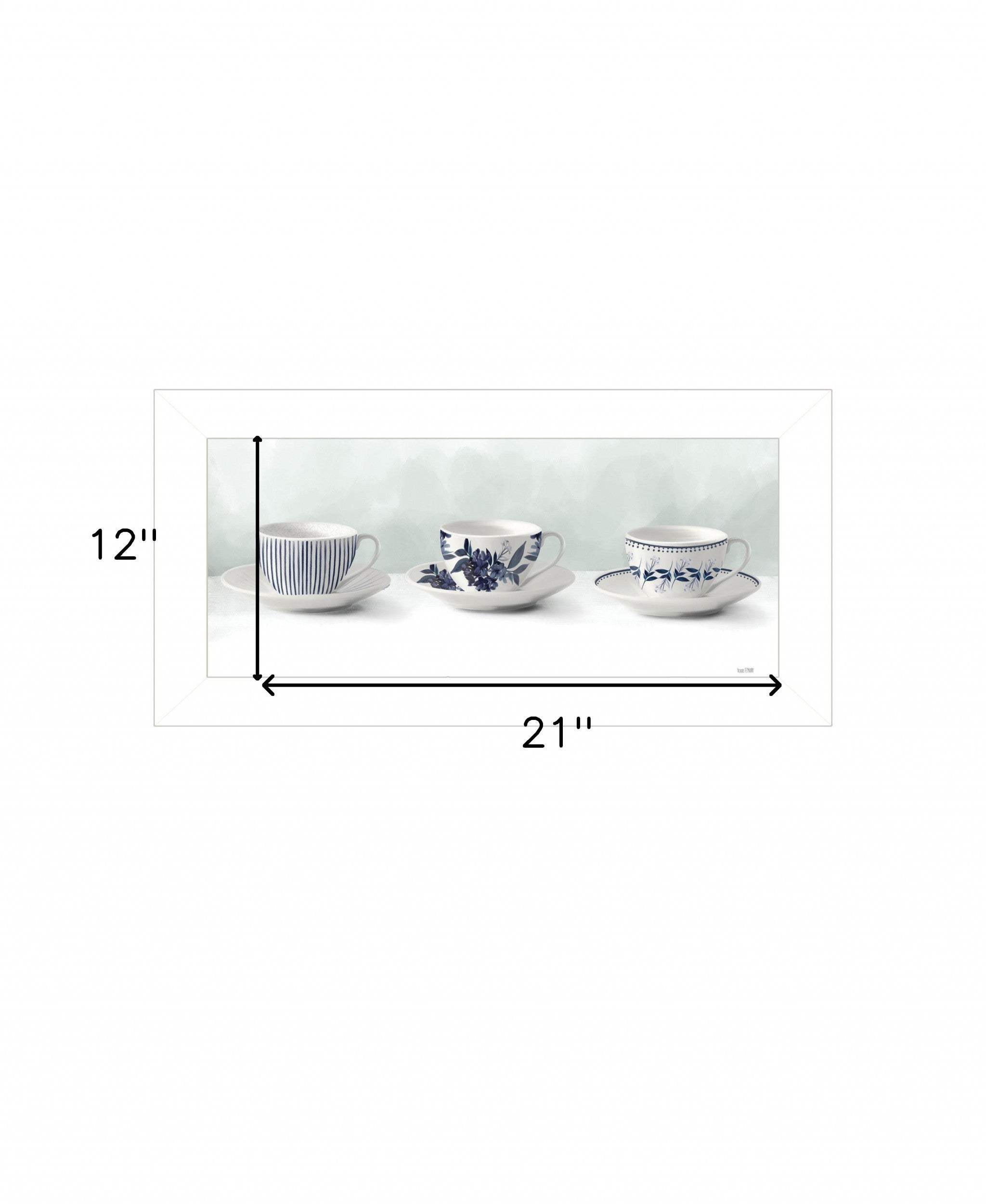 Cups and Saucers 1 White Framed Print Wall Art - Homeroots - Flyclothing LLC