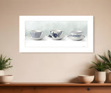 Cups and Saucers 1 White Framed Print Wall Art - Homeroots