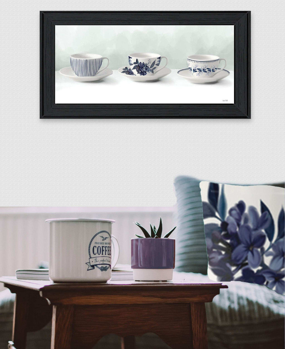 Cups and Saucers 2 Black Framed Print Wall Art - Homeroots - Flyclothing LLC