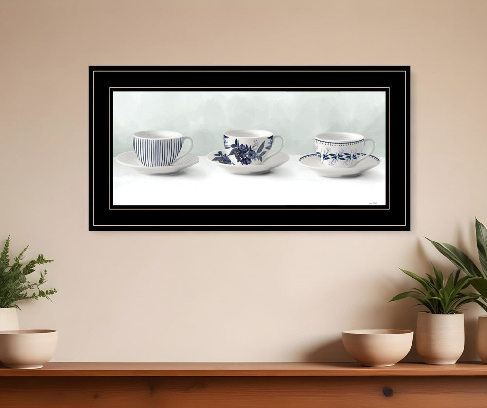 Cups and Saucers 3 Black Framed Print Wall Art - Homeroots