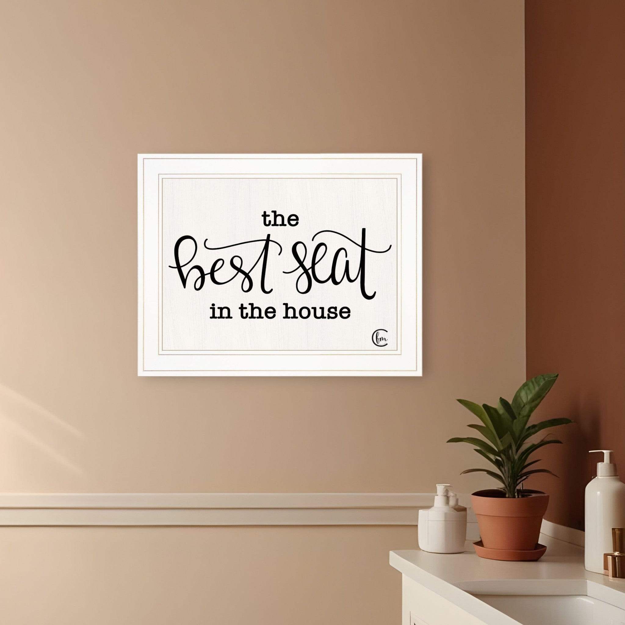 The Best Seat in the House 1 White Framed Print Bathroom Wall Art - Homeroots - Flyclothing LLC