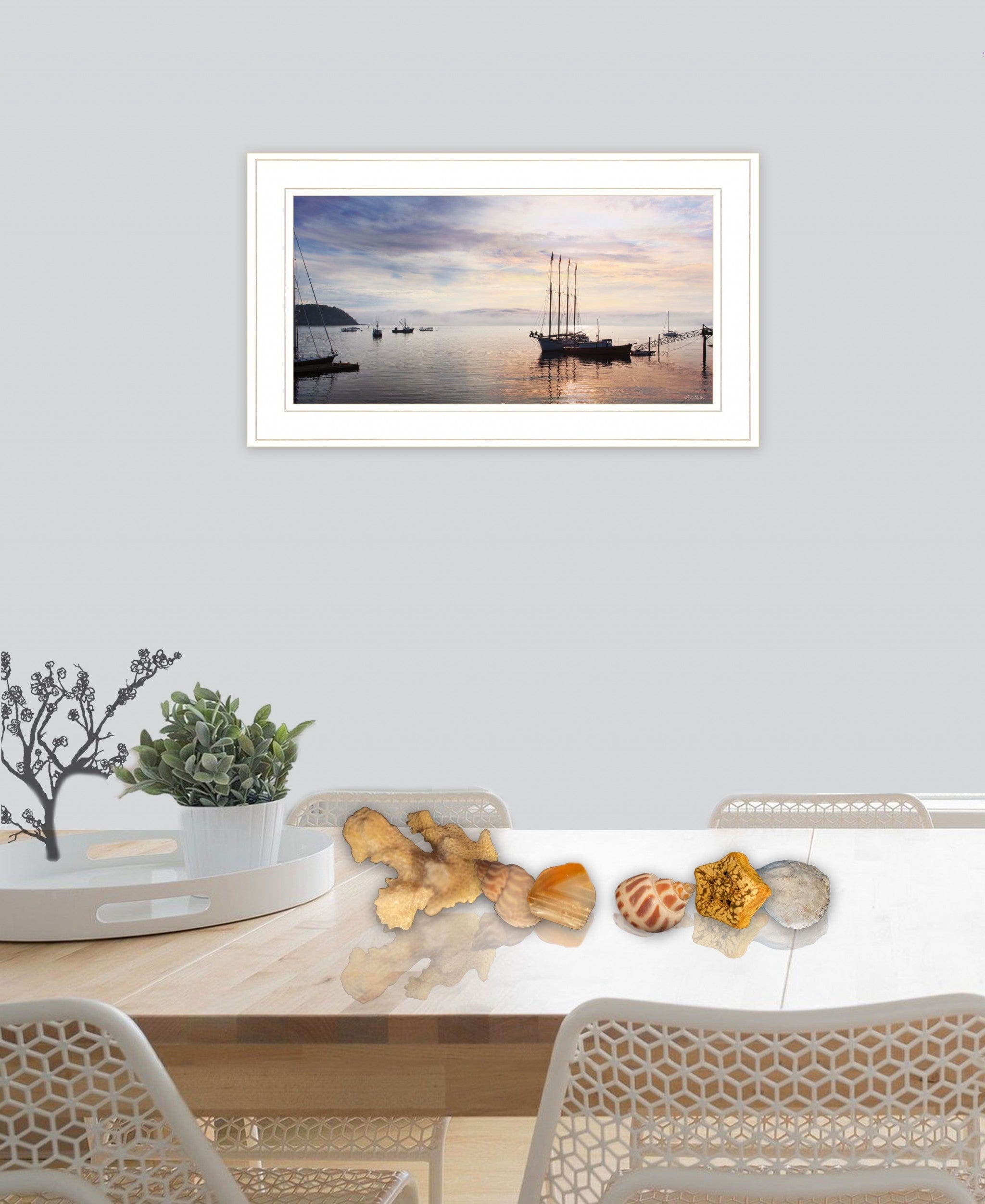 BAR HARBOR SILHOUETTES 1 White Framed Print Wall Art - Homeroots
