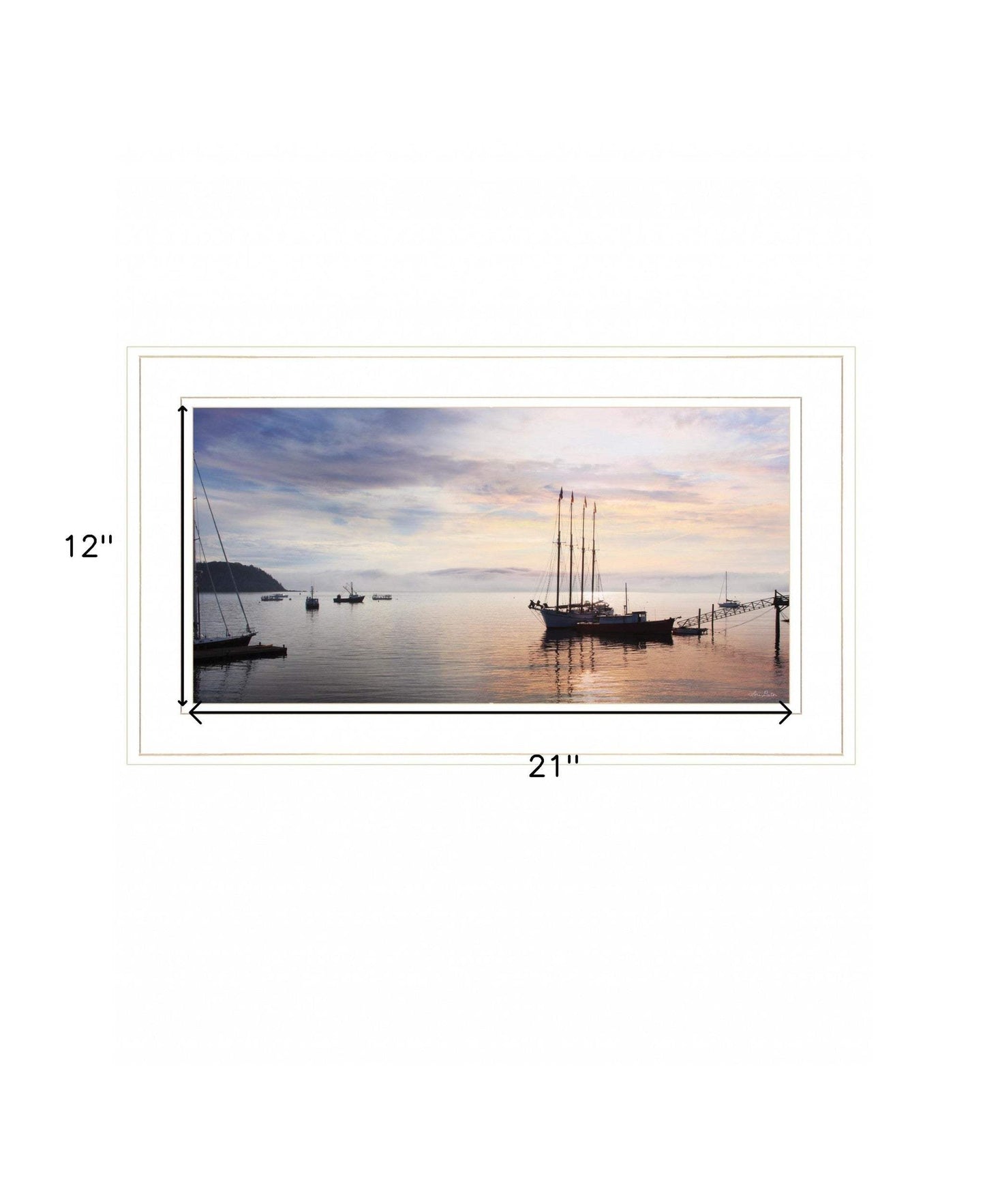 BAR HARBOR SILHOUETTES 1 White Framed Print Wall Art - Homeroots - Flyclothing LLC