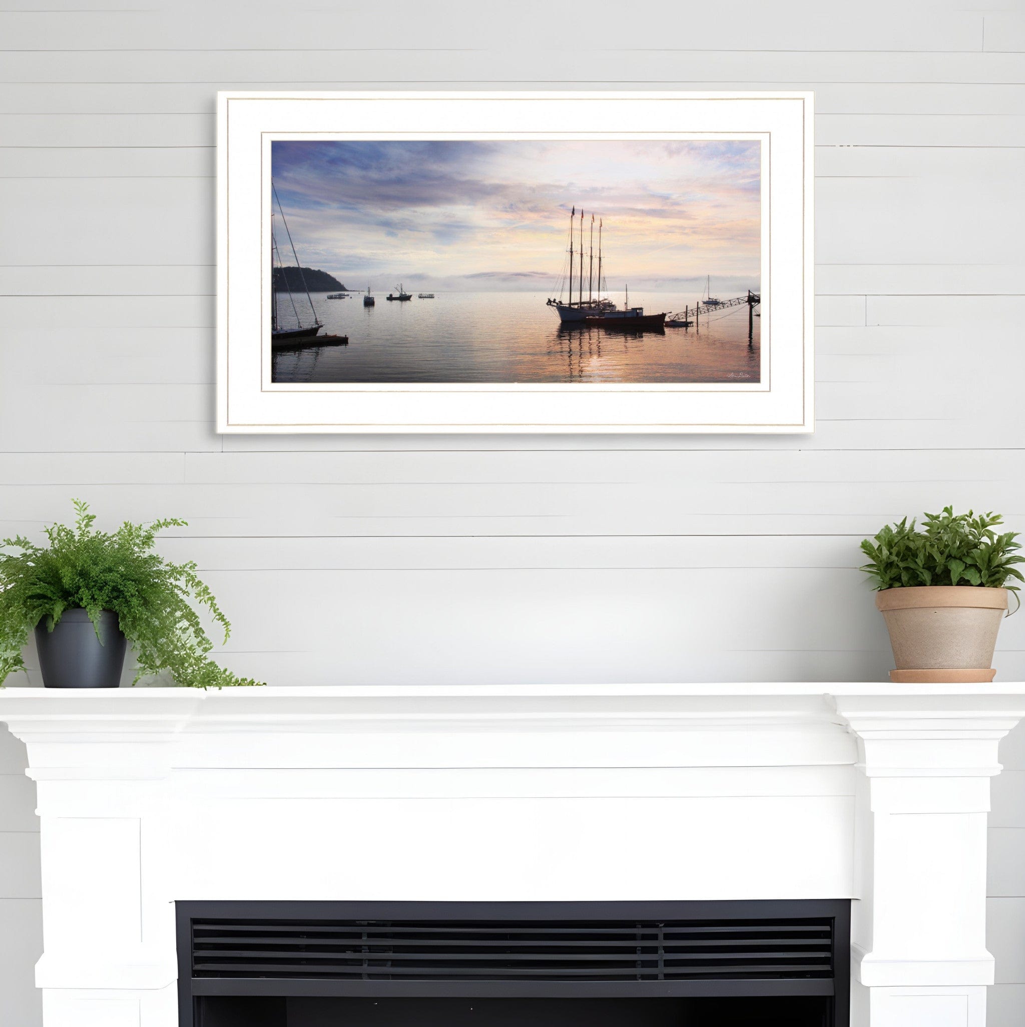 BAR HARBOR SILHOUETTES 1 White Framed Print Wall Art - Homeroots