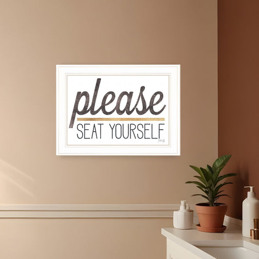 Please Seat Yourself 2 White Framed Print Wall Art - Homeroots