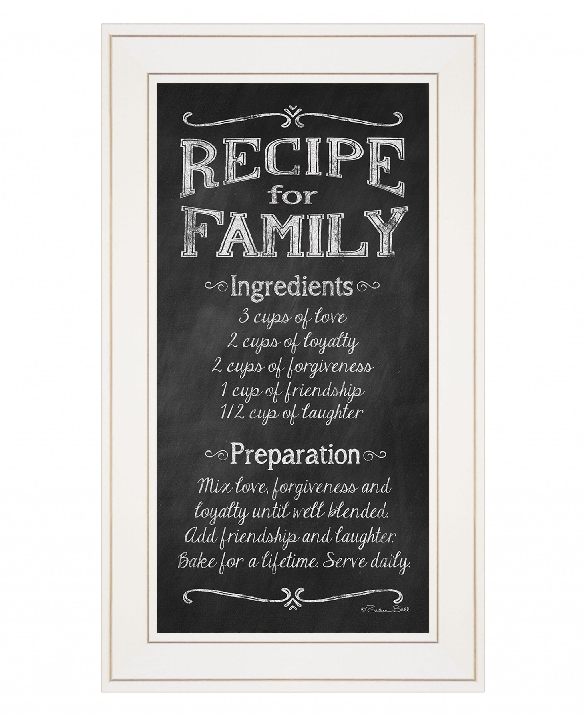 Recipe for Family White Framed Print Wall Art - Homeroots