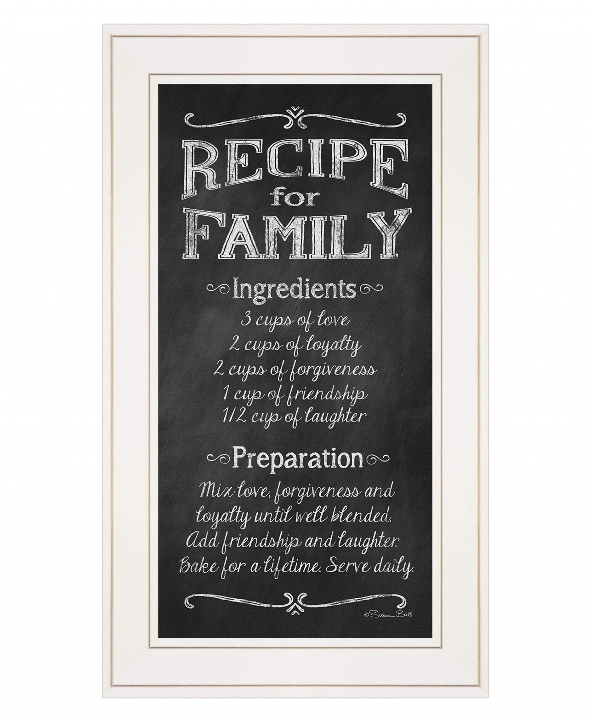 Recipe for Family White Framed Print Wall Art - Homeroots - Flyclothing LLC