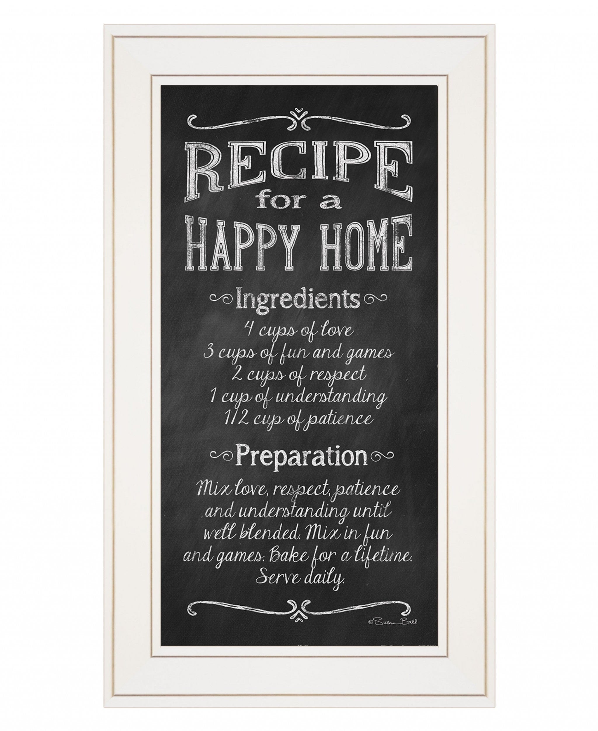 Recipe for a Happy Home 1 White Framed Print Wall Art - Homeroots