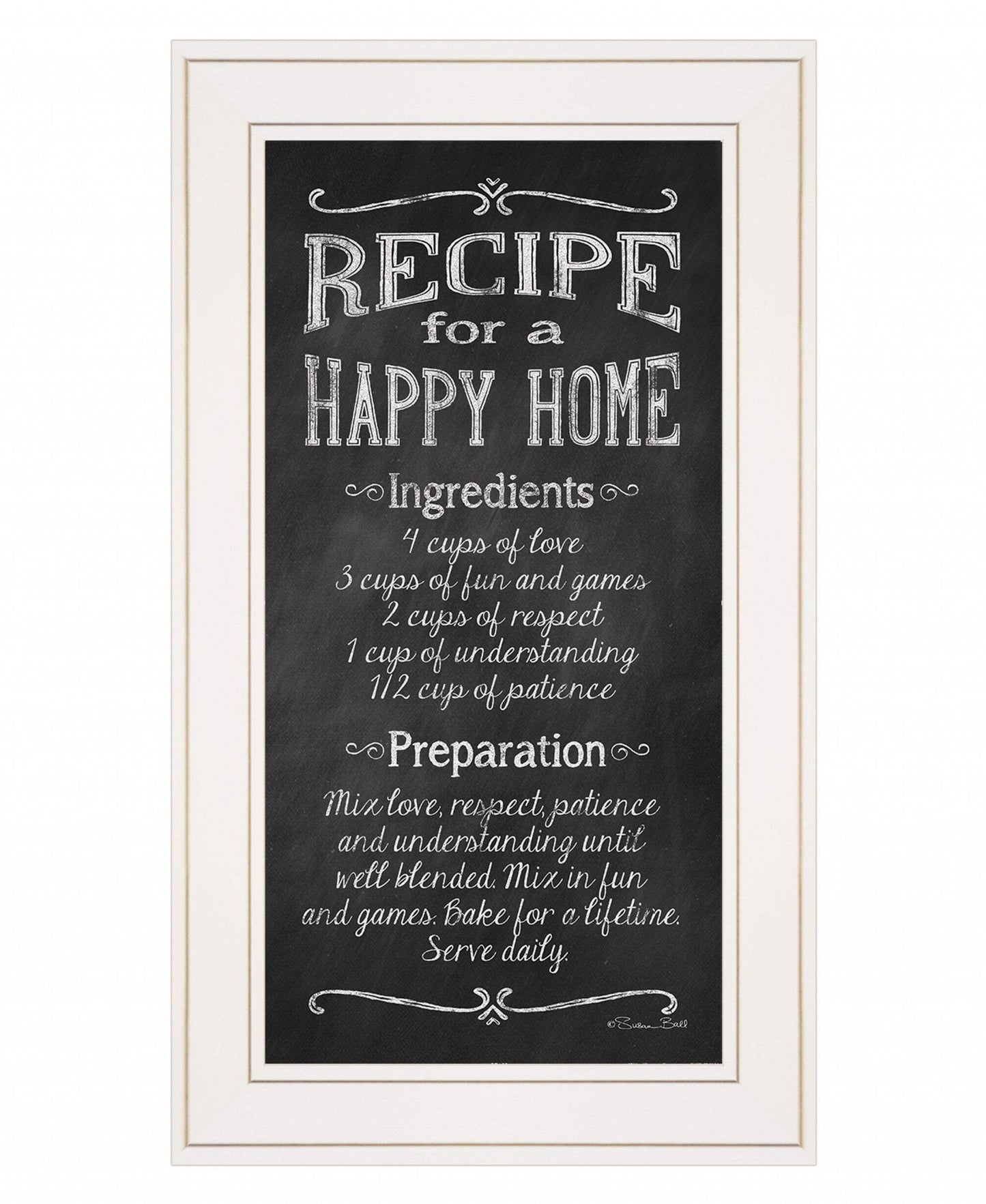 Recipe for a Happy Home 1 White Framed Print Wall Art - Homeroots - Flyclothing LLC