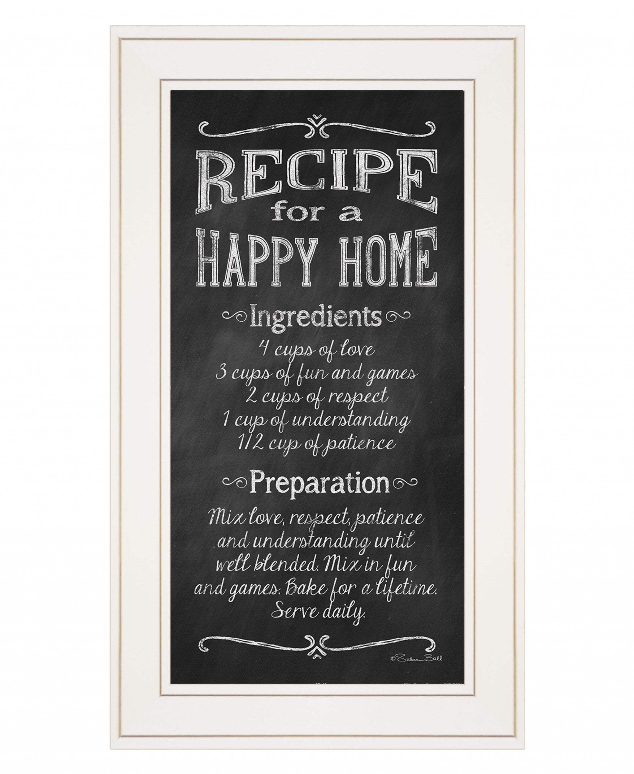 Recipe for a Happy Home 1 White Framed Print Wall Art - Homeroots - Flyclothing LLC