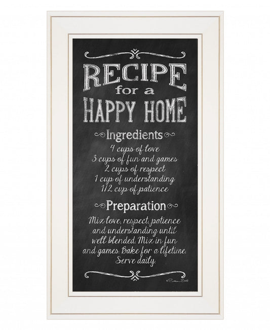Recipe for a Happy Home 1 White Framed Print Wall Art - Homeroots