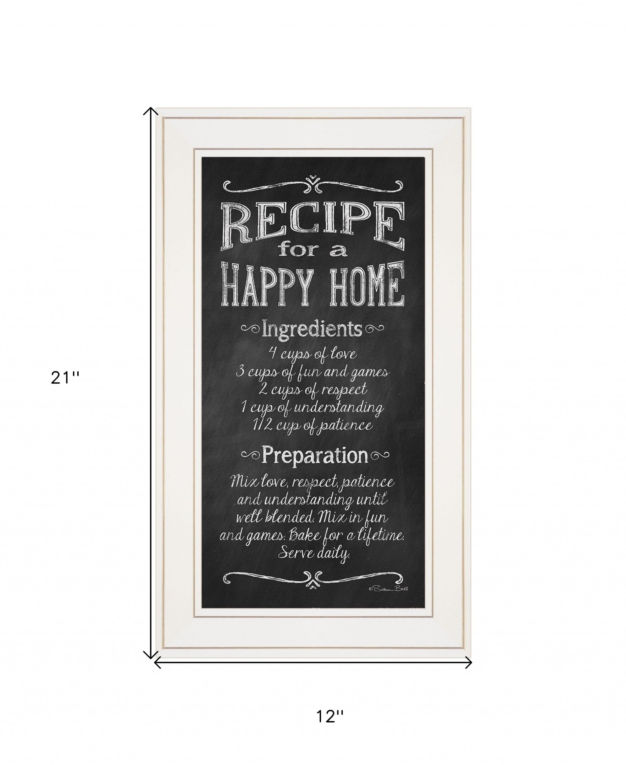 Recipe for a Happy Home 1 White Framed Print Wall Art - Homeroots