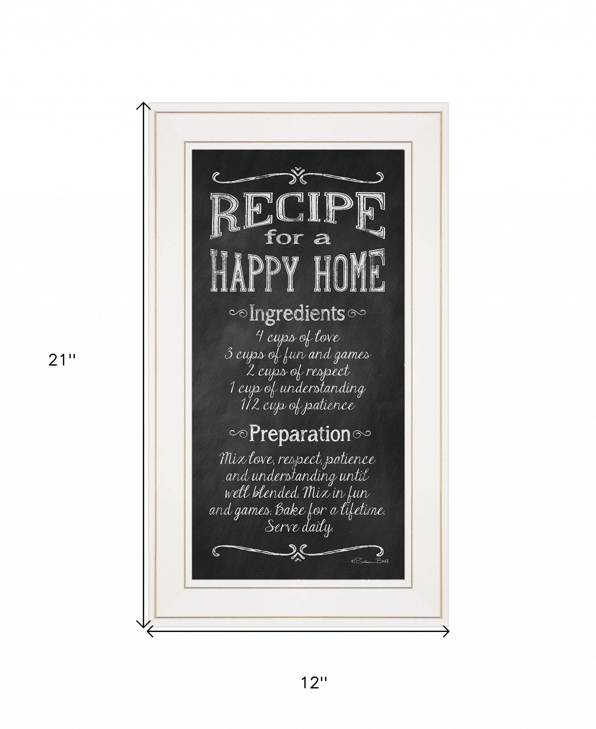 Recipe for a Happy Home 1 White Framed Print Wall Art - Homeroots - Flyclothing LLC