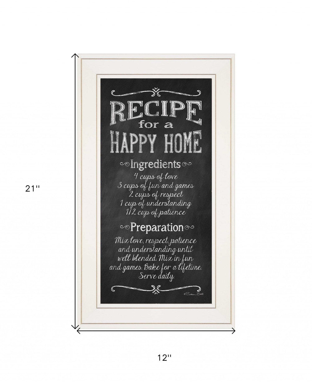 Recipe for a Happy Home 1 White Framed Print Wall Art - Homeroots - Flyclothing LLC