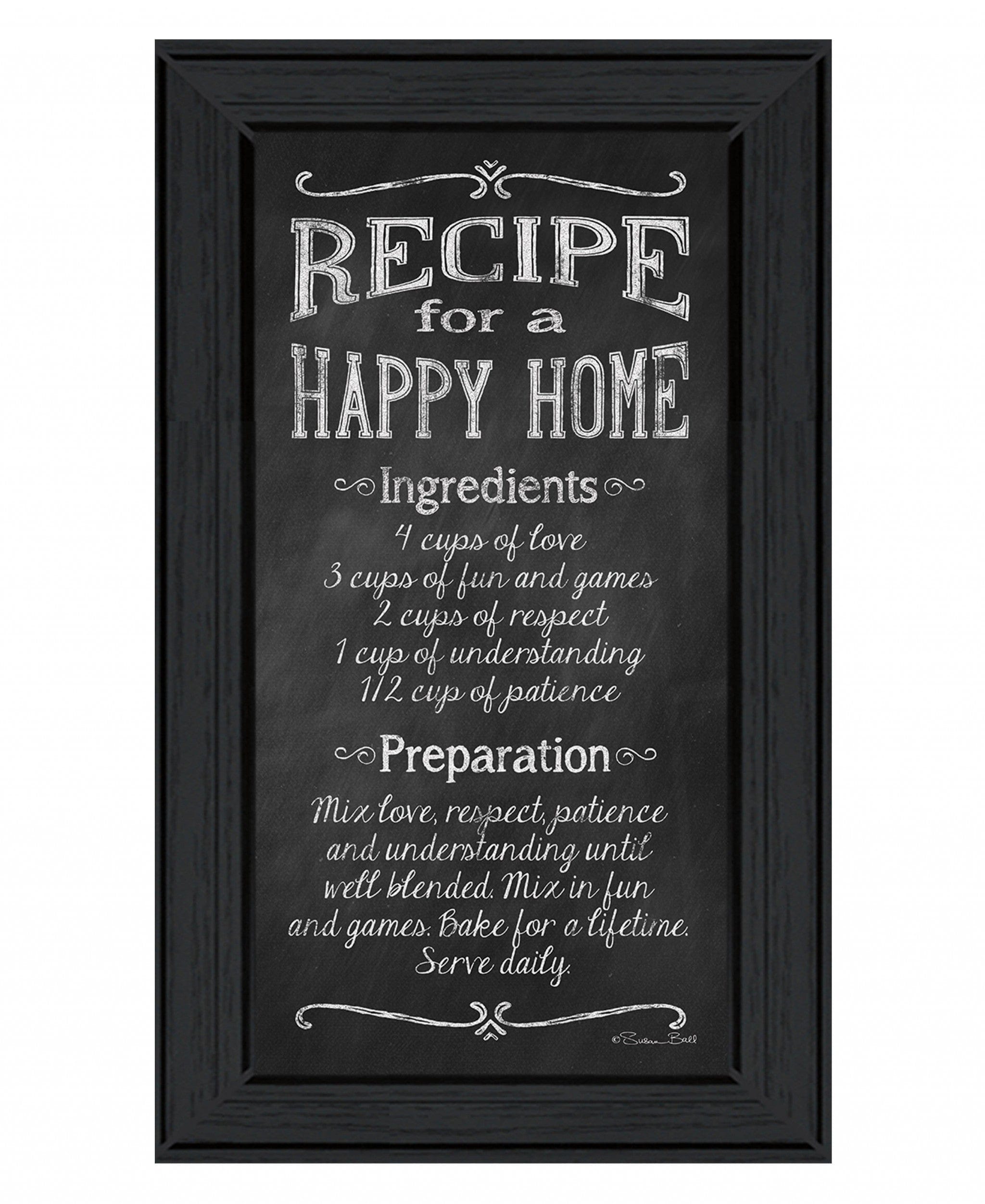 Recipe for a Happy Home 2 Black Framed Print Wall Art - Homeroots