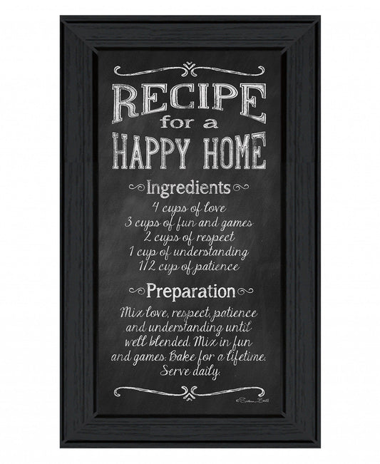 Recipe for a Happy Home 2 Black Framed Print Wall Art - Homeroots