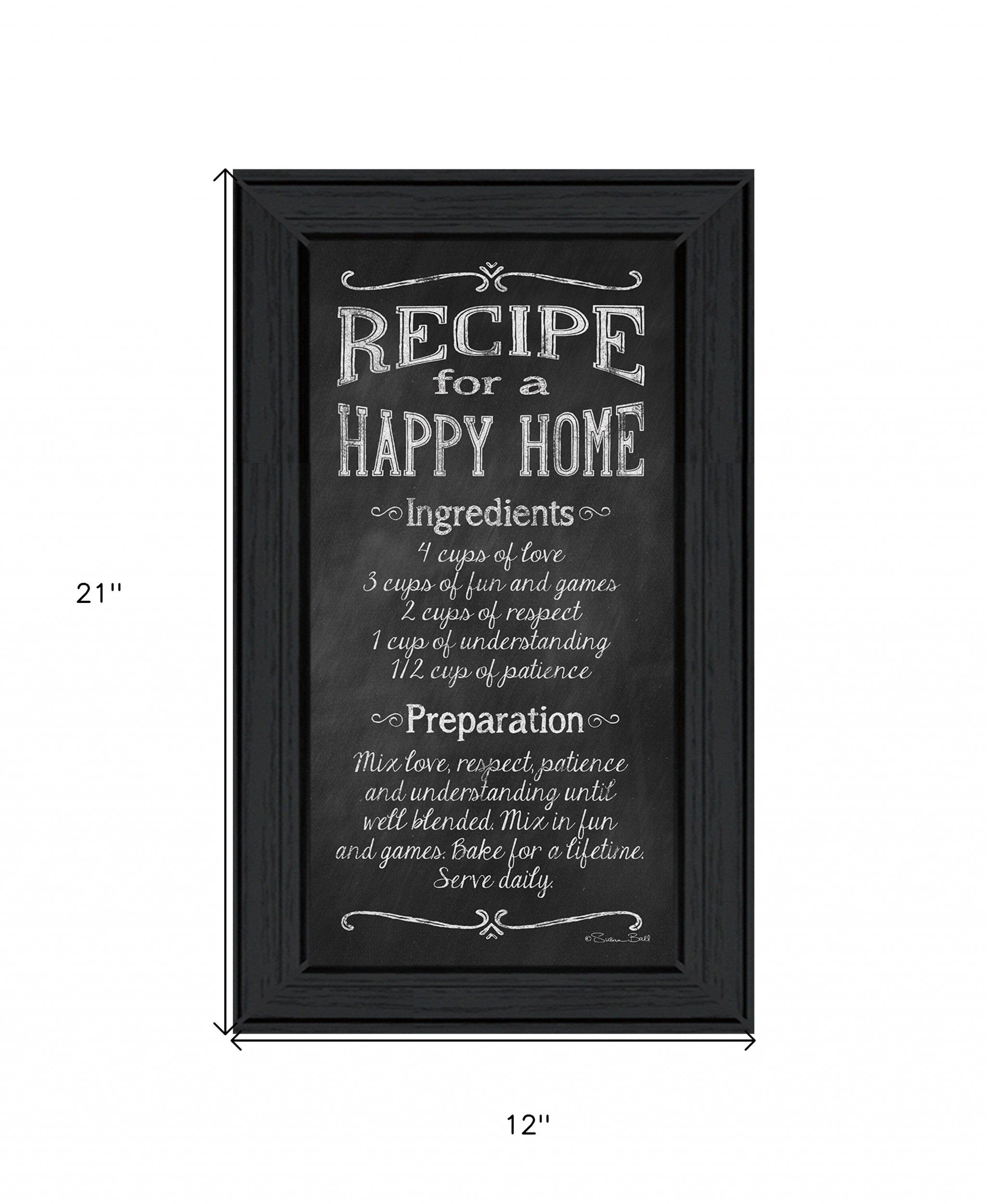 Recipe for a Happy Home 2 Black Framed Print Wall Art - Homeroots