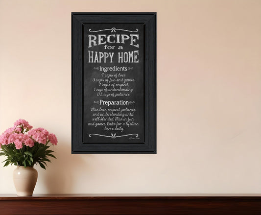 Recipe for a Happy Home 2 Black Framed Print Wall Art - Homeroots