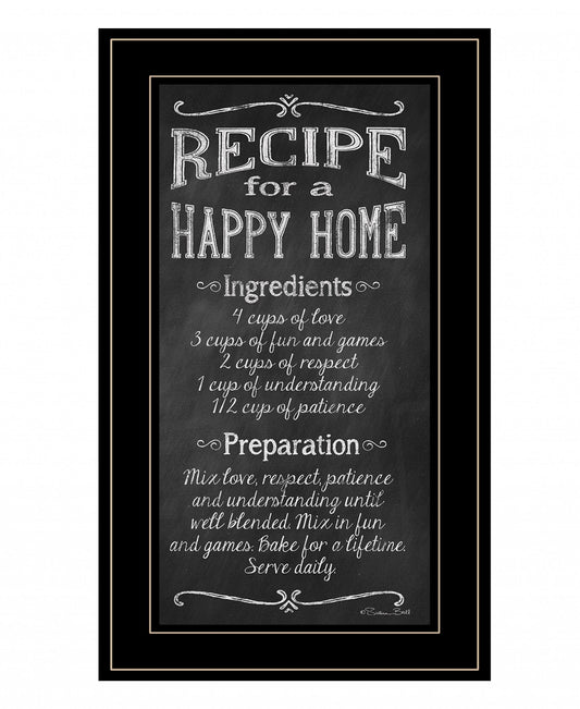 Recipe for a Happy Home 3 Black Framed Print Wall Art - Homeroots